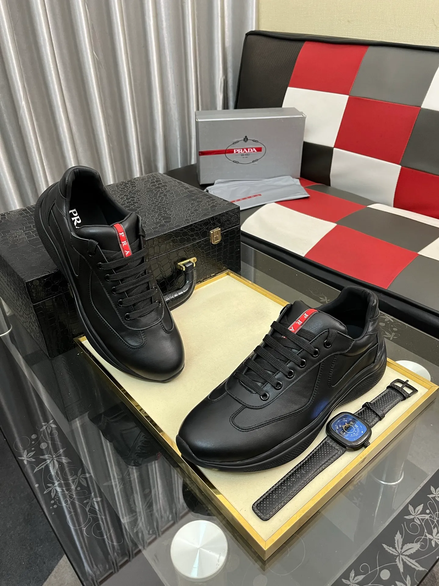 Men's shoes 💰400⌚️⌚️【PRADA】Prada casual shoes, originally developed 1:1, made of high-mercerized cowhide with imported cowhide, silk sheepskin lining, rubber outsole, comfortable and soft on the foot, size: 38-442️⃣Colors available